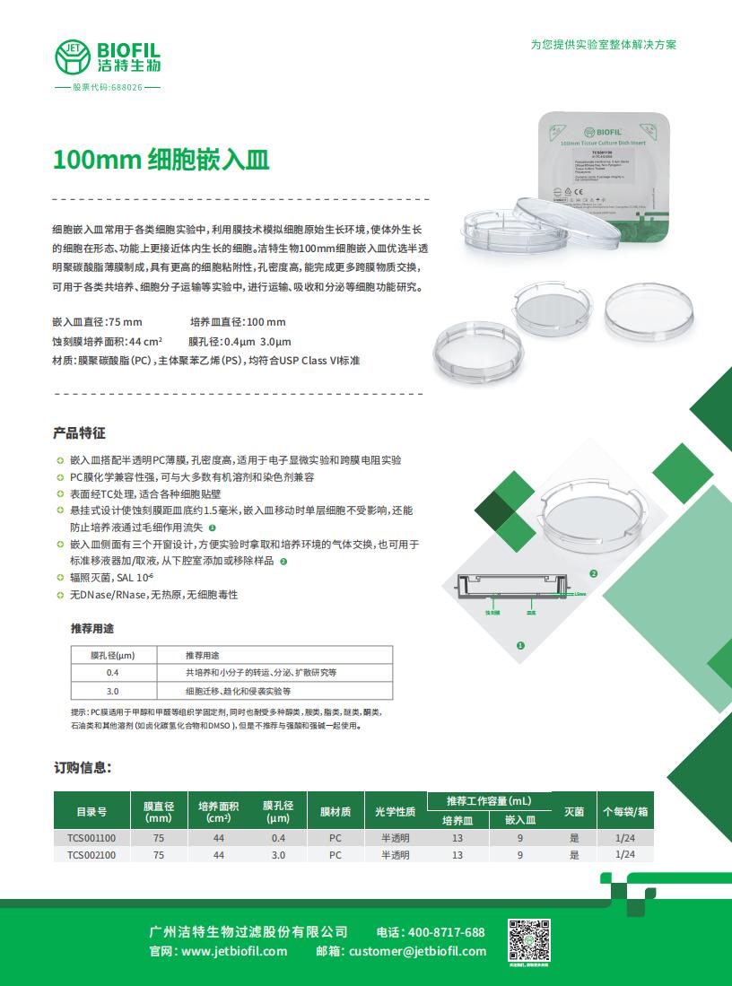 100mm細胞嵌入皿